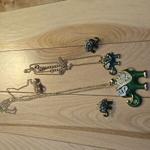 Elephant Necklace And Earrings Set